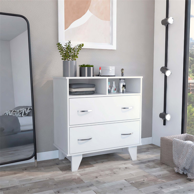 Commode double 8 tiroirs l 32 po, Blanc
