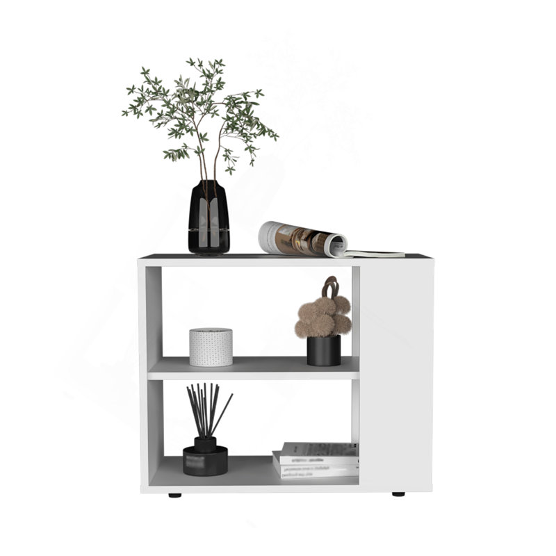 Table d'appoint, table de bout et canapé avec deux tablettes 19,7 "de haut Garden, Blanc