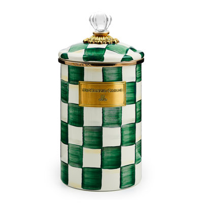 Emerald Check Glass/Stainless Steel/Brass/Steel Jar