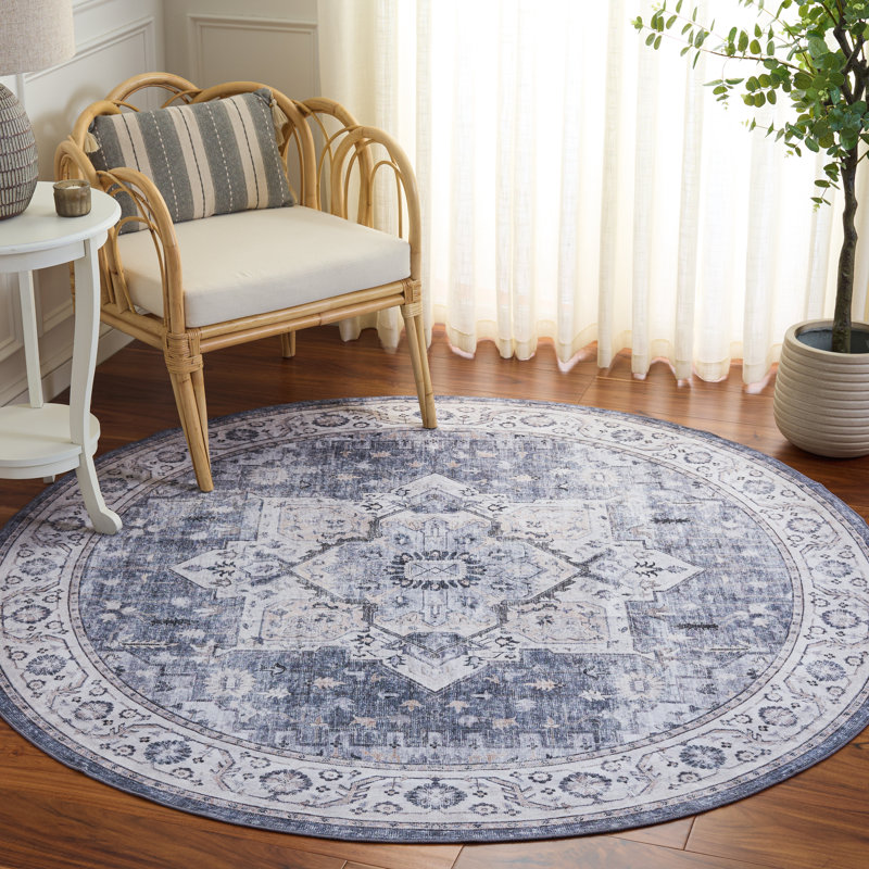 Arizona Performance Machine Washable Oriental Indoor Rug, Round 6'