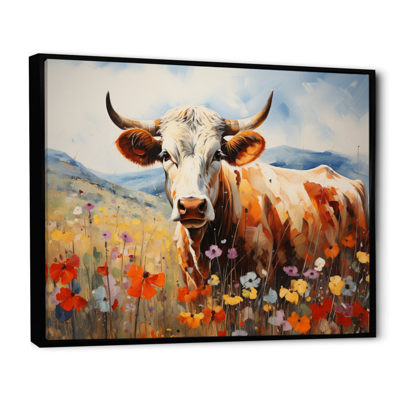 «Cow Natures Symphony II», reproduction sur toile, Cadre flottant noir, H 24 po x l 32 po x P 1 po