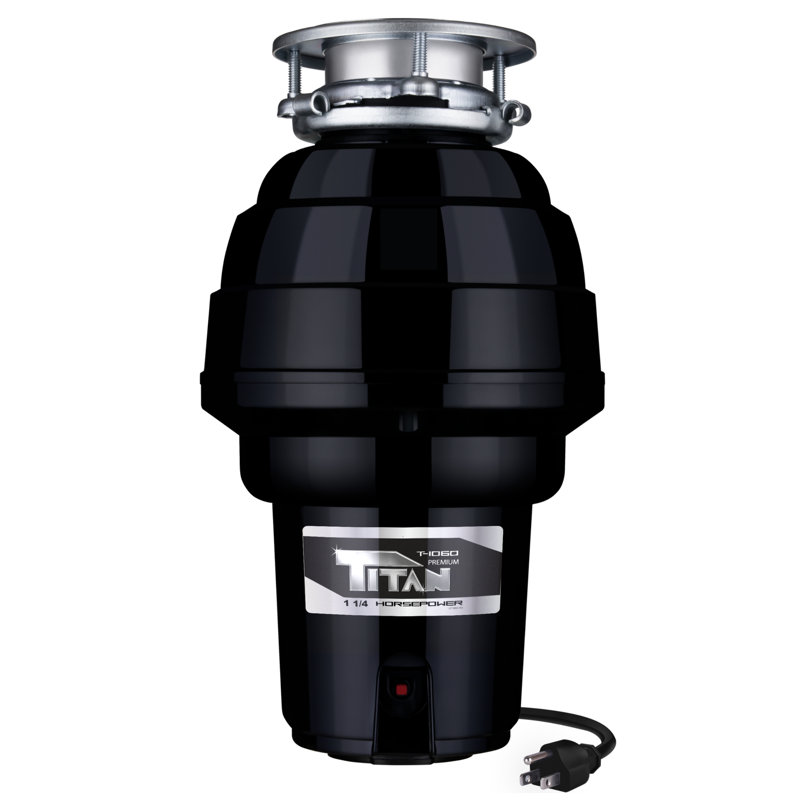 Broyeur de déchets TITAN Premium 1,25 HP à alimentation continue avec cordon et système anti-odeurs