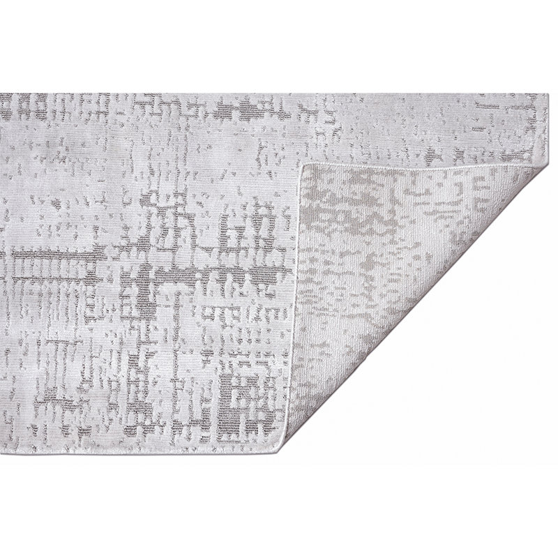 Wool Abstract Area Rug in Silver, Rectangle 8' x 10'