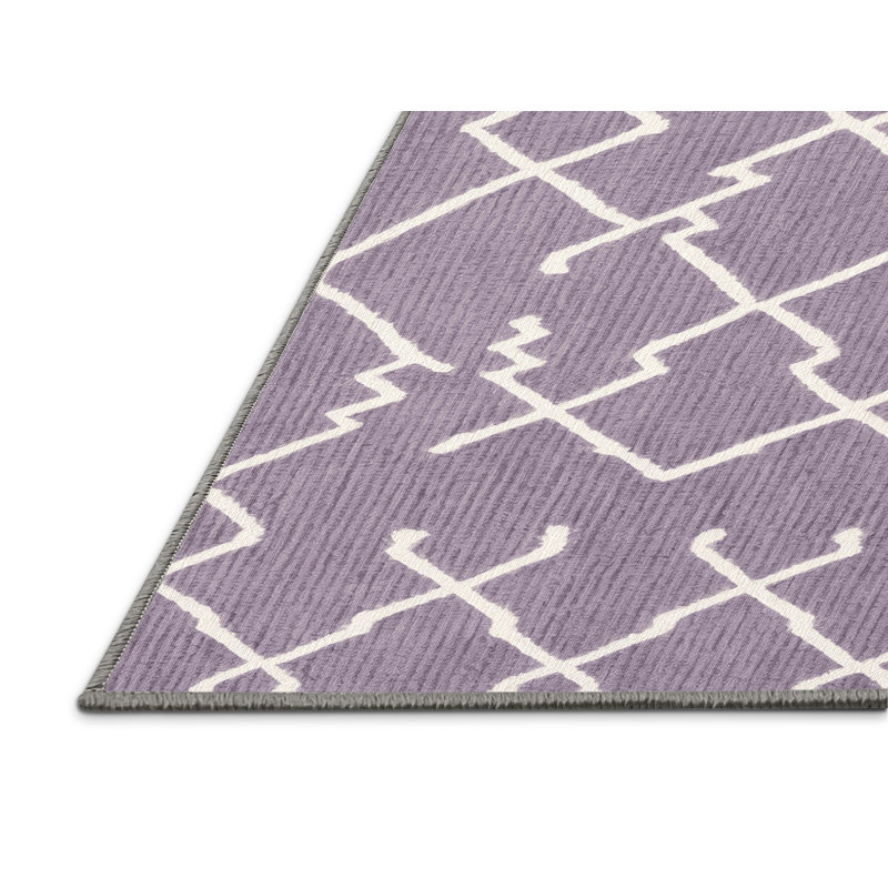 Tapis rose à motif treillis lavable à la machine, Carré 4 pi