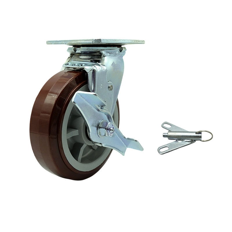 Polyurethane Caster with Roller Bearing and Brake
