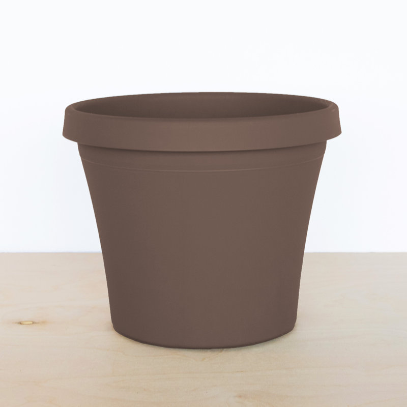 Terra Traditional Plastic Indoor/Outdoor Pot Planter, Chocolate, 14.25" H x 17.25" W x 17.25" D