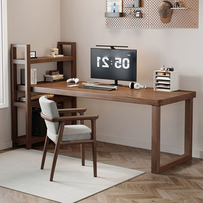 Bureau d'écriture rectangulaire en bois massif brun noisette