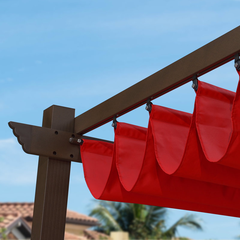 Metal Pergola with Canopy, Terra, 96.46" H x 157.48" W x 118.11" D