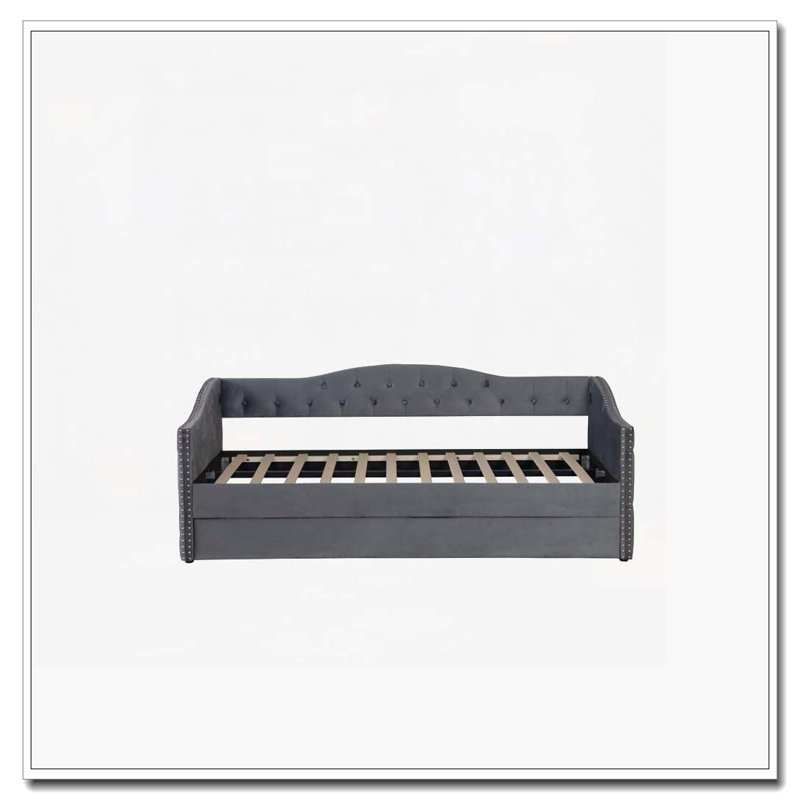 Upholstered Daybed with Trundle and USB Charging Design,