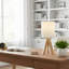 Ensemble de lampe de table moderne en bois (avec interrupteur à bascule), lampe de chevet à base en bois naturel, convient au salon / chambre à coucher, douille E26 (ampoule non incluse)