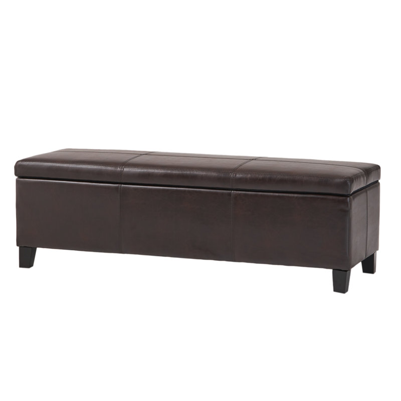 Banc de rangement rembourré en cuir Eumid Pu, Noir