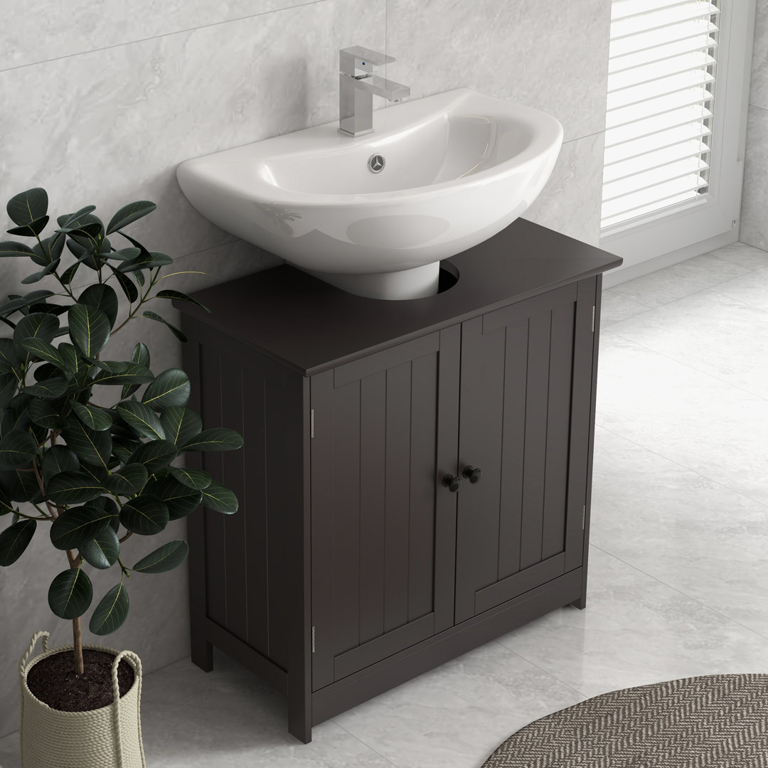 Under Sink Bathroom Cabinet With 2 Doors And Shelf, Pedestal Sink Bathroom Vanity Cabinet, Coffee Lark Manor™