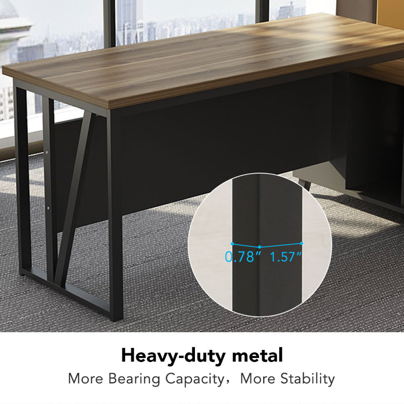 L-Shaped Metal Base Computer Desk
