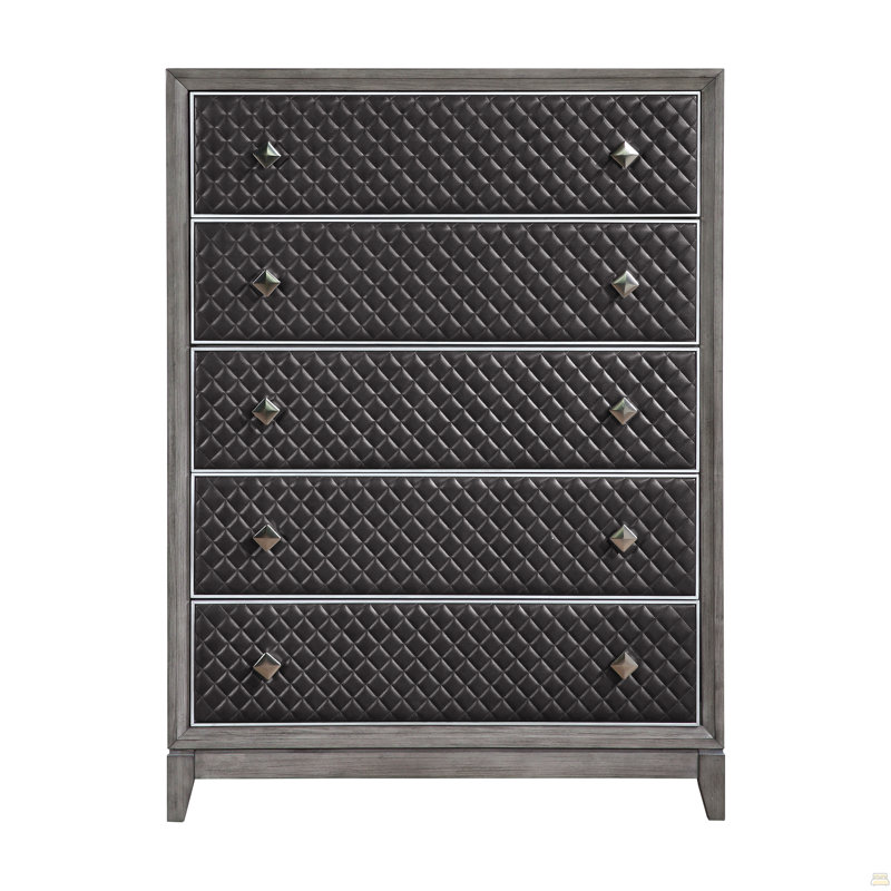 Commode 1 pièce en similicuir 5 tiroirs
