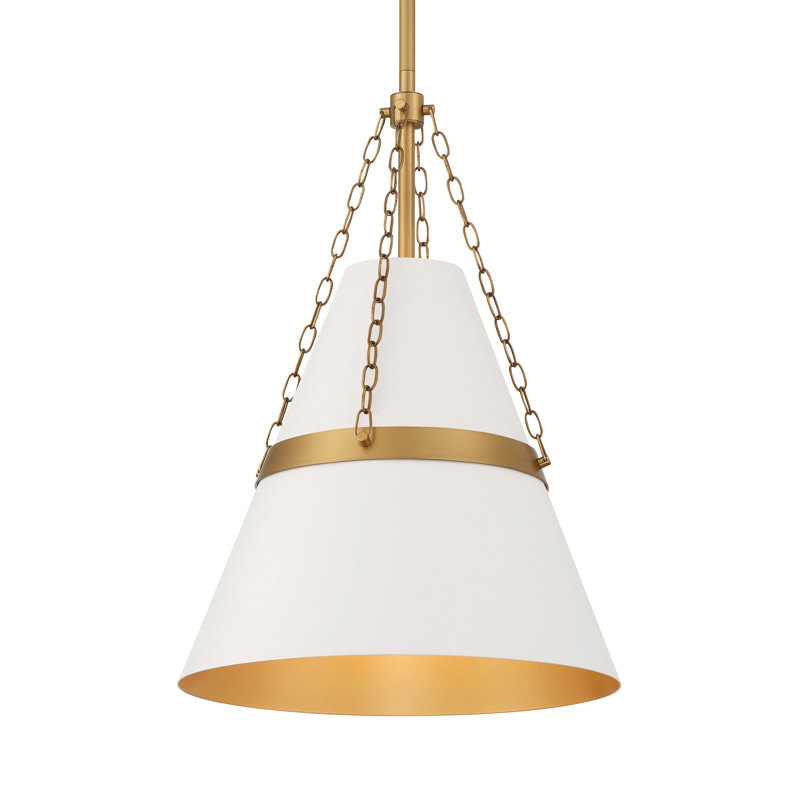 1 LIGHT PENDANT, Legacy Brass/Off White Cream