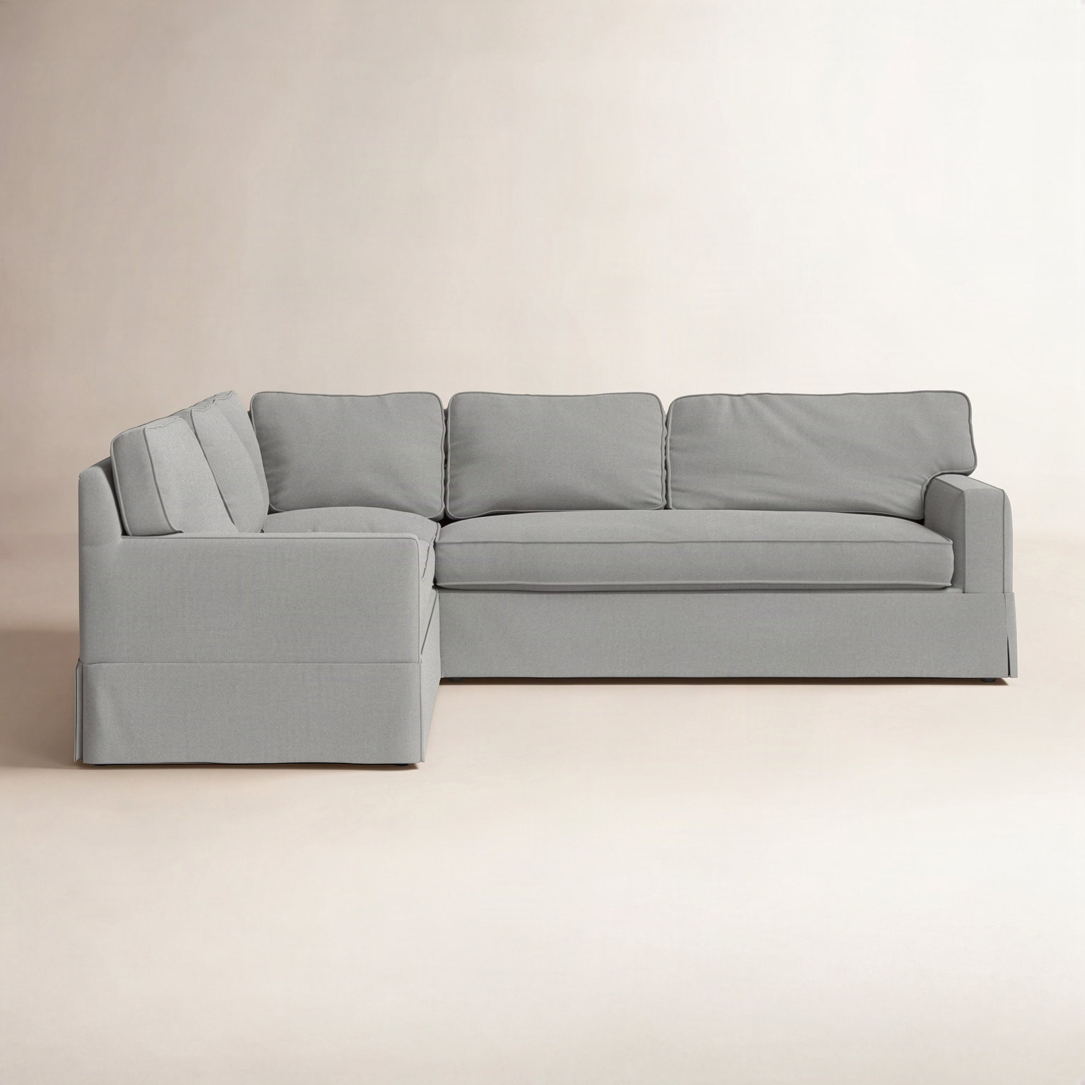Taylor Slipcovered L-Sectional, Bayou Light Gray Canvas