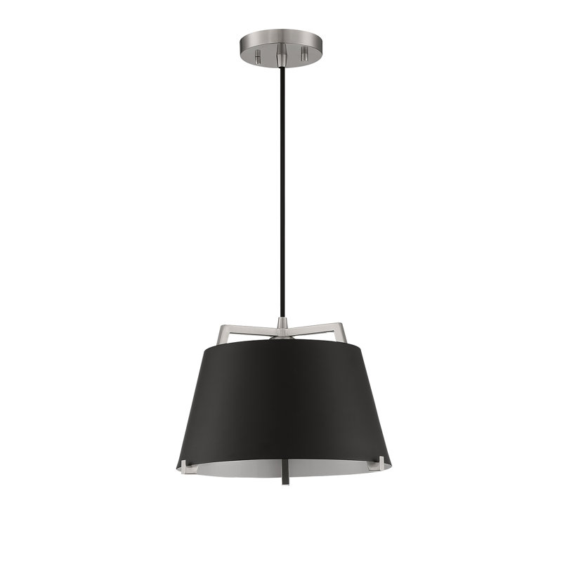 Luminaire suspendu conique à 1 lumière Sky, Nickel satiné / noir