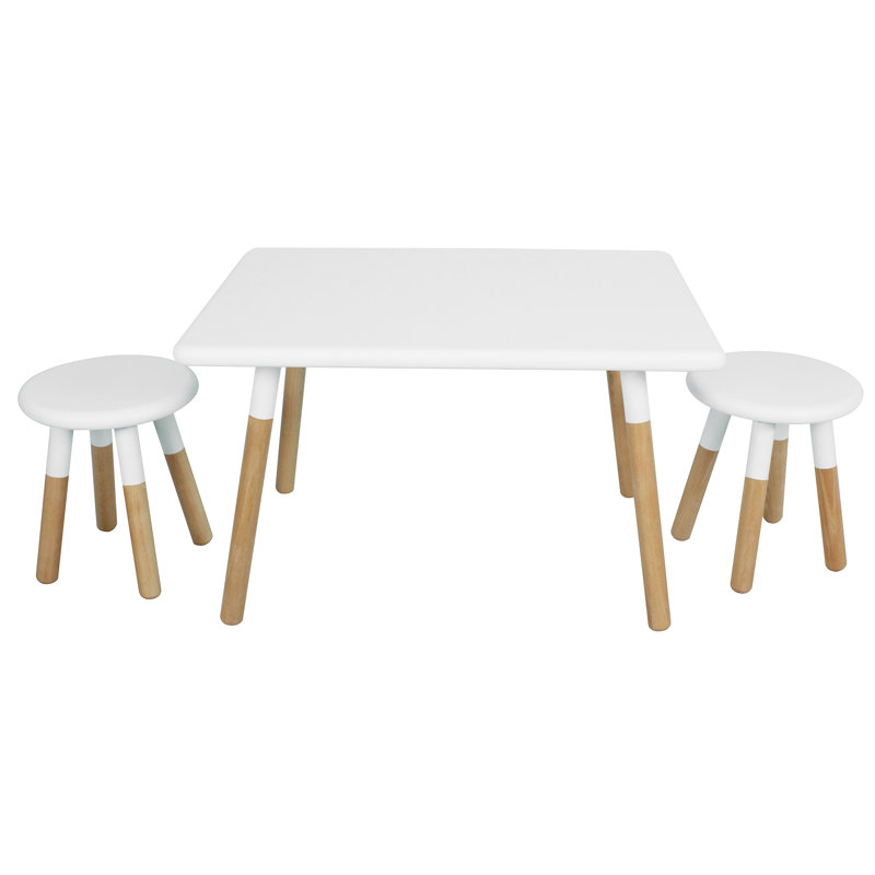 Addington Kids 3 Piece Writing Table and Stool Set, White