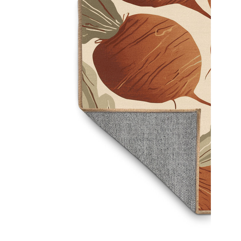 Machine Washable Aedan Radish Modern Rug in Brown – LightBrown Binding, 6x9