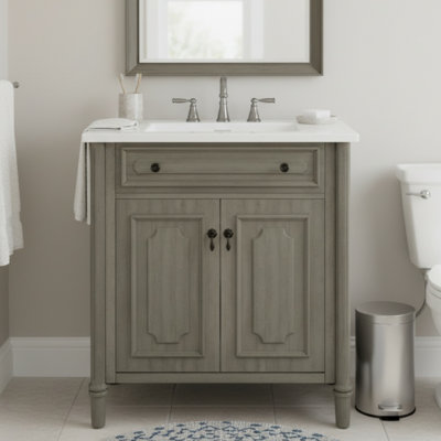 Meuble-lavabo de 30 po avec lavabo, armoire de salle de bain avec portes à fermeture douce et tablette réglable
