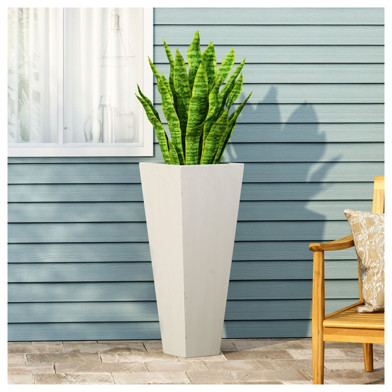 Pot à fleurs effilé en oxyde de magnésium blanc mat L 13 po x l 13 po x H 32,5 po