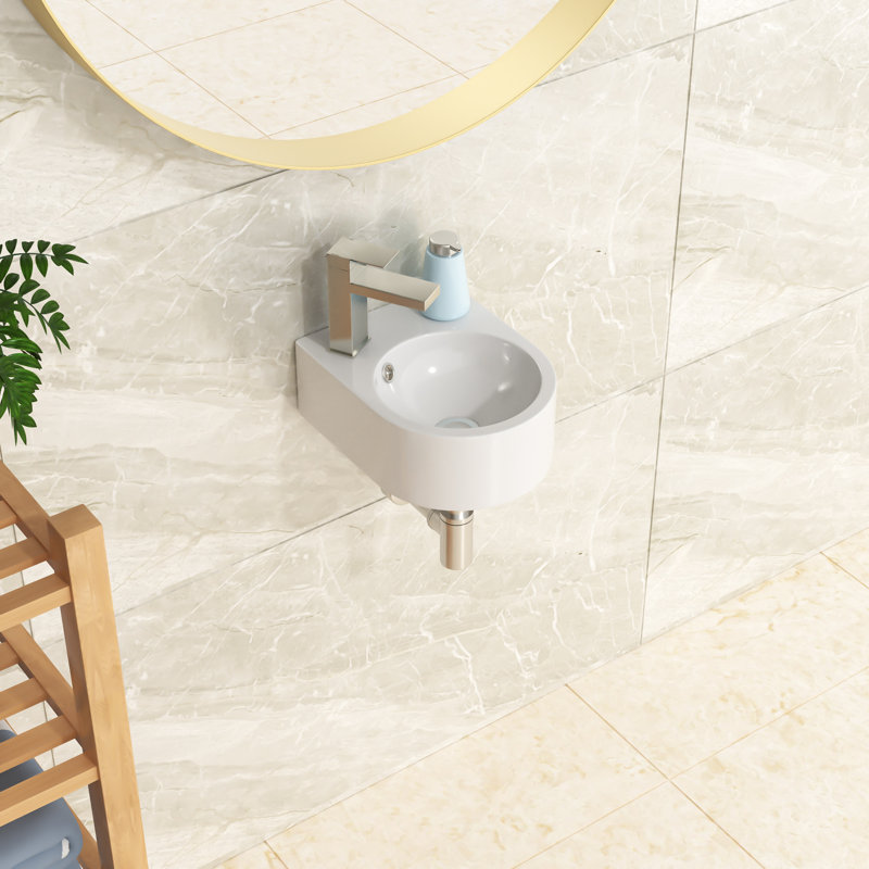 Lordear 10.43'' Ceramic Specialty Bathroom Sink with Overflow