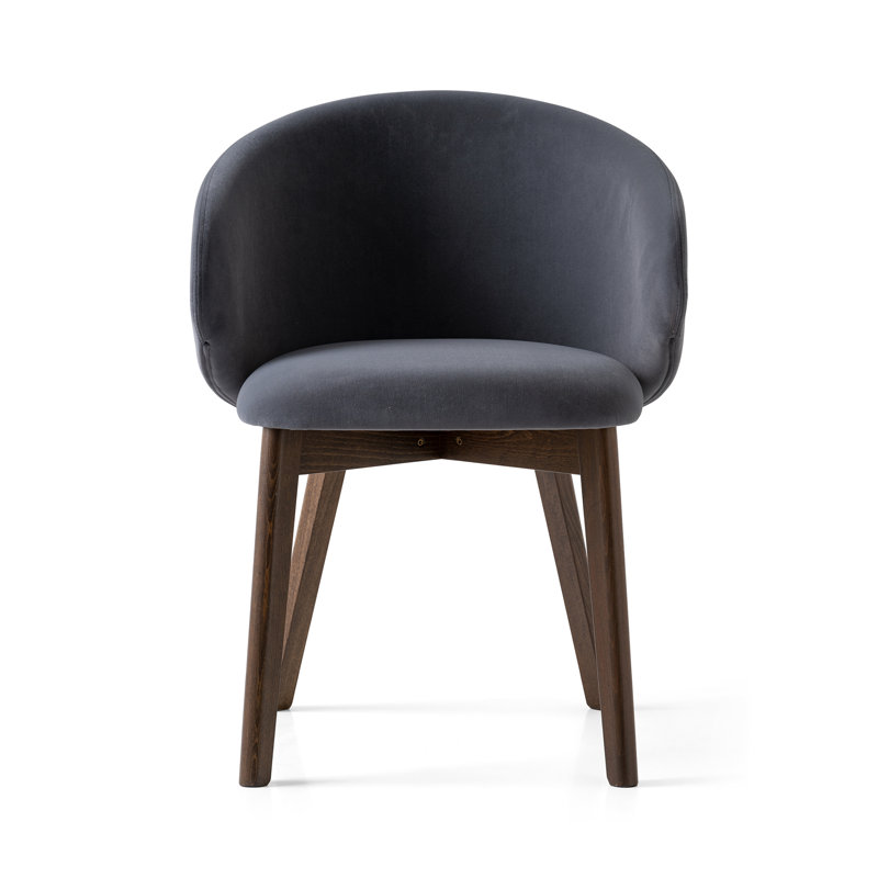 Tuka Upholstered Armchair with Wooden Frame, Camel Brown, Smoke