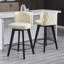 Ensemble de 2 tabourets de bar pivotants beiges, siège en cuir PU de 27,5 po avec dossier capitonné, pieds en bois massif, chaises de bar à hauteur de comptoir pour îlot de cuisine, salle à manger, café-869855514-1026101384