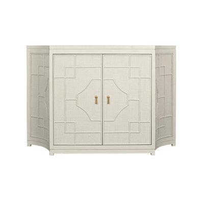 Armoire décorative en rotin à deux portes avec extrémités courbées peintes