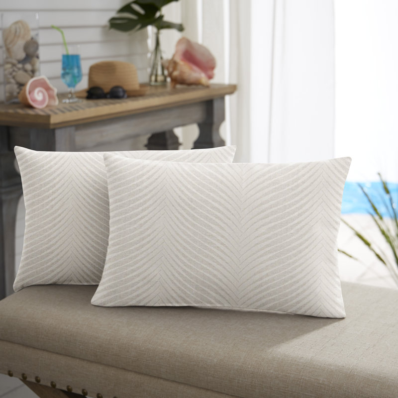 New Sunbrella 2023 Sunbrella® Lumbar Rectangular Indoor/Outdoor Pillow Cover & Insert, Natural, 12" x 18"