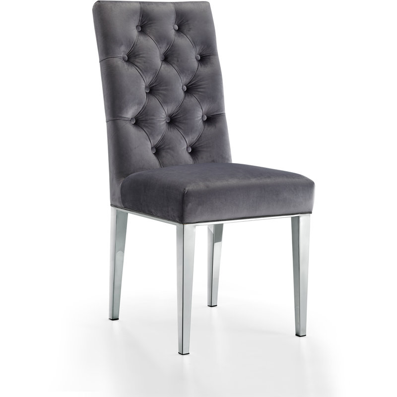 Marshall 19.5'' H Tufted Velvet Upholstered Side Chair, Grey Velvet