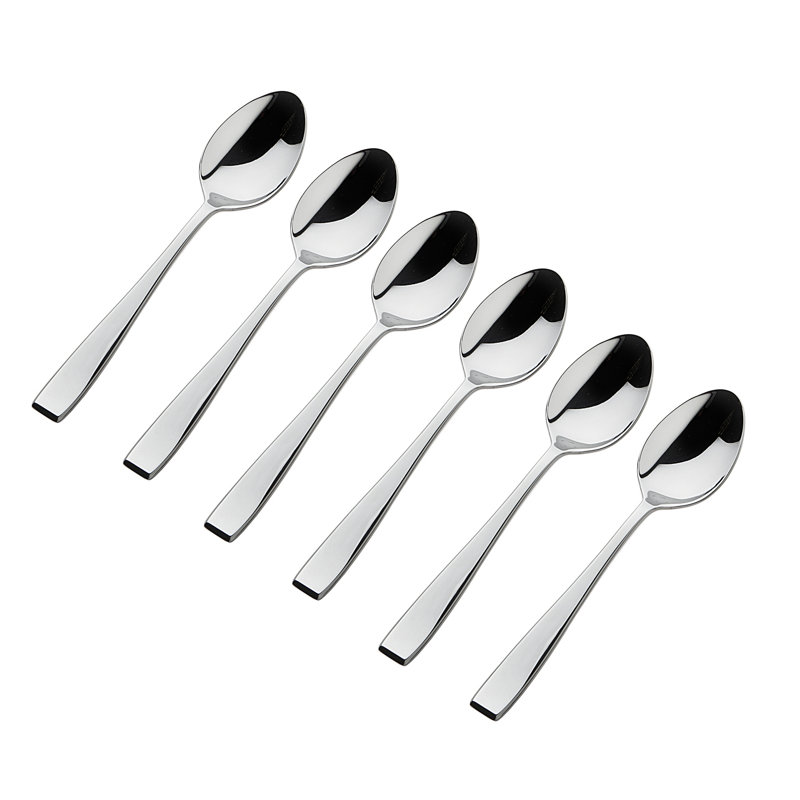 Fantasy 18/0 Stainless Steel Mirrored Teaspoons Set Of 6, Matte, Silver