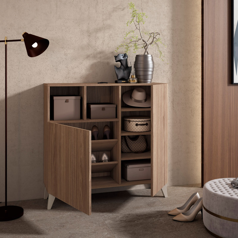 Moss 12 Pair Shoe Storage Cabinet, Brown