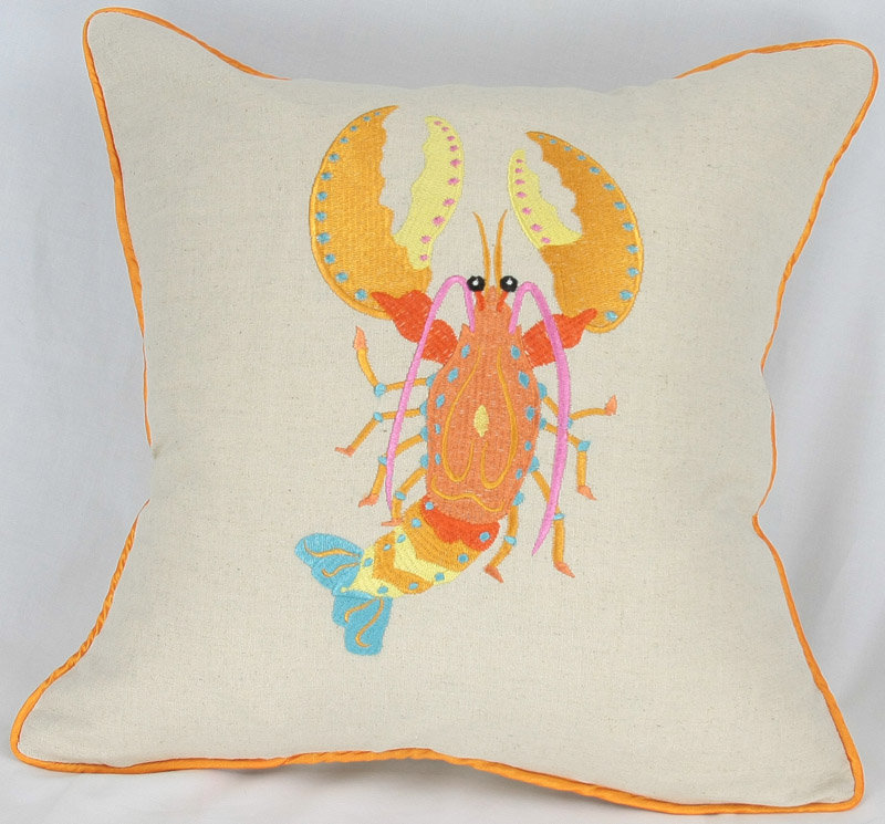 Archipelago Embroidered Cotton Blend Reversible Throw Pillow, Feather