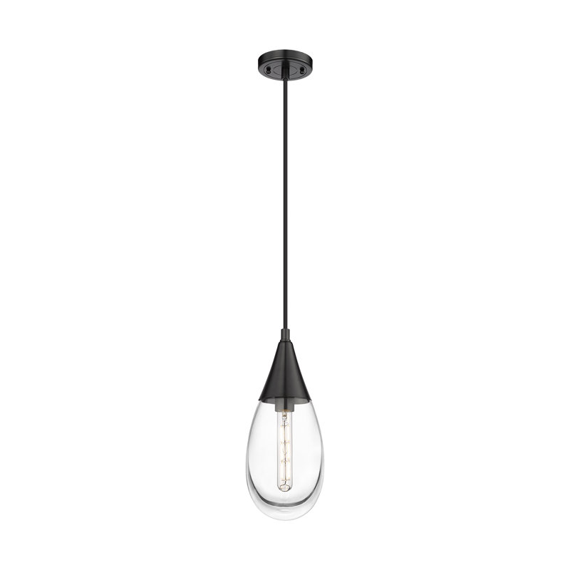 Macayle 1 - Light Single Drop Pendant Pendant, Clear, Matte Black
