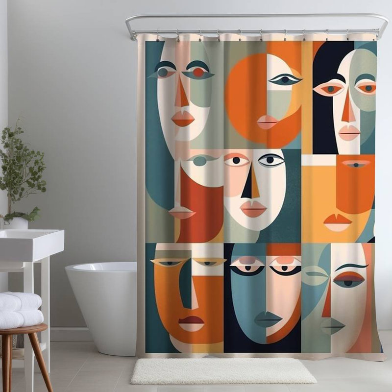 Cailley – Polyester Shower Curtain, Dye Sublimation Print, 71" W × 74" L
