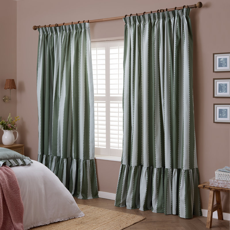 Room Darkening Curtain Panel Pair, Blue/Green, 117cm Width x 137cm Drop