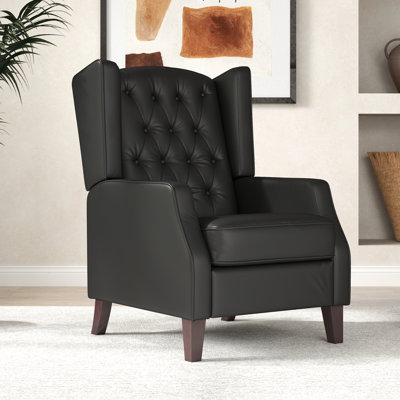 Button Tufted Accent Chair, Faux Leather Armchair