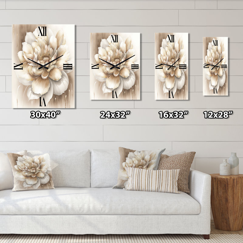 Simple fleur II - Horloges murales florales, H 32 po x l 24 po x P 1 po