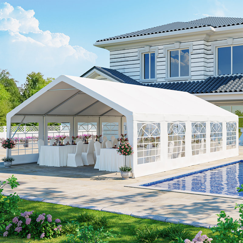 Pergola de tente de fête avec auvent, 16 pi L 32 pi. D