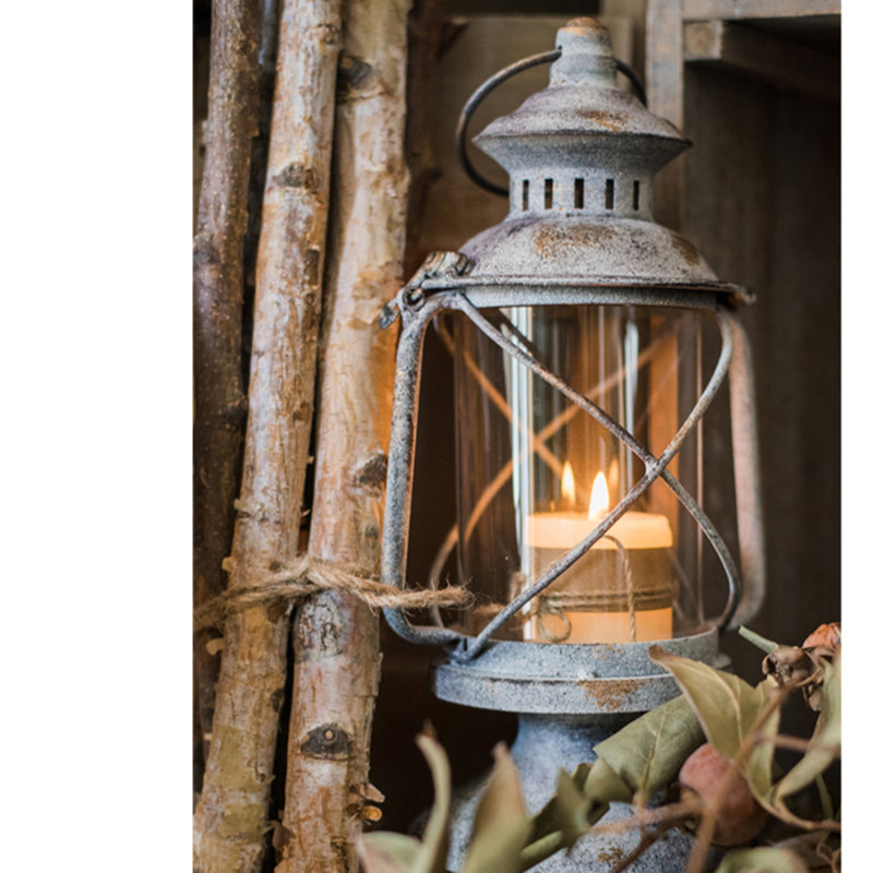Tabletop Lantern, 11" H x 5.7" W x 5.7" D