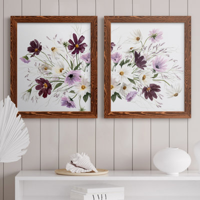 Améthyste Bouquet I - Ensemble de 2 peintures sur toile encadrées