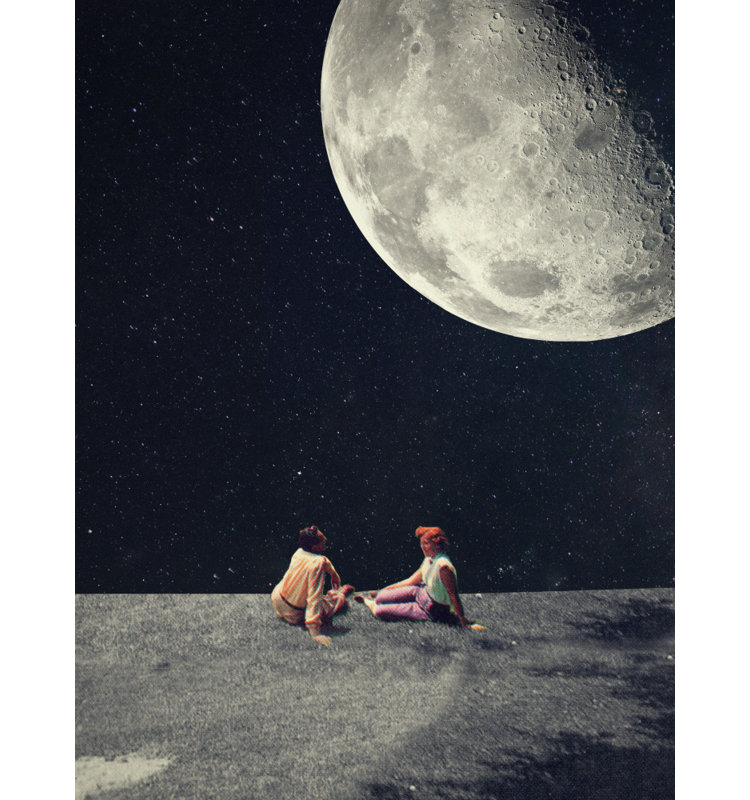 I Gave You the Moon for a Smile by Frank Moth — Abstract Wall Art, 24 × 36, Matted Framed Print, Tan