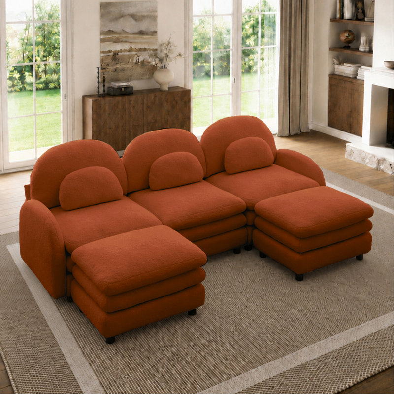 Canapé 3 places Teddy, 98.22", Orange