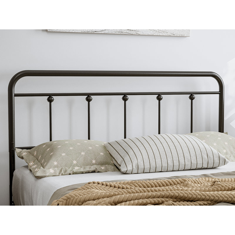August Grove® Metal Headboard - Adjustable Height - Farmhouse Victorian Style, Black, Queen