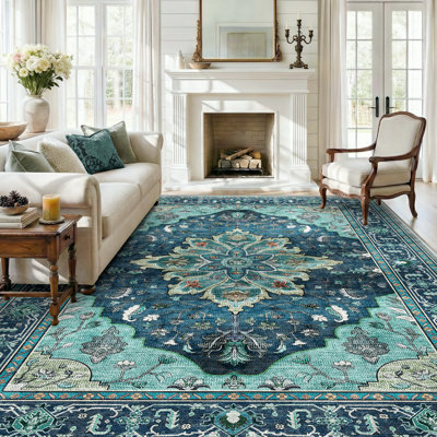 Tapis rétro antidérapant à motif médaillon Sunflower