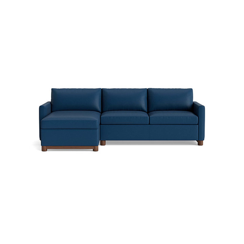Reve Leather Sofa with Chaise (with Storage), Chaise On Left, Leather - Deep Blue