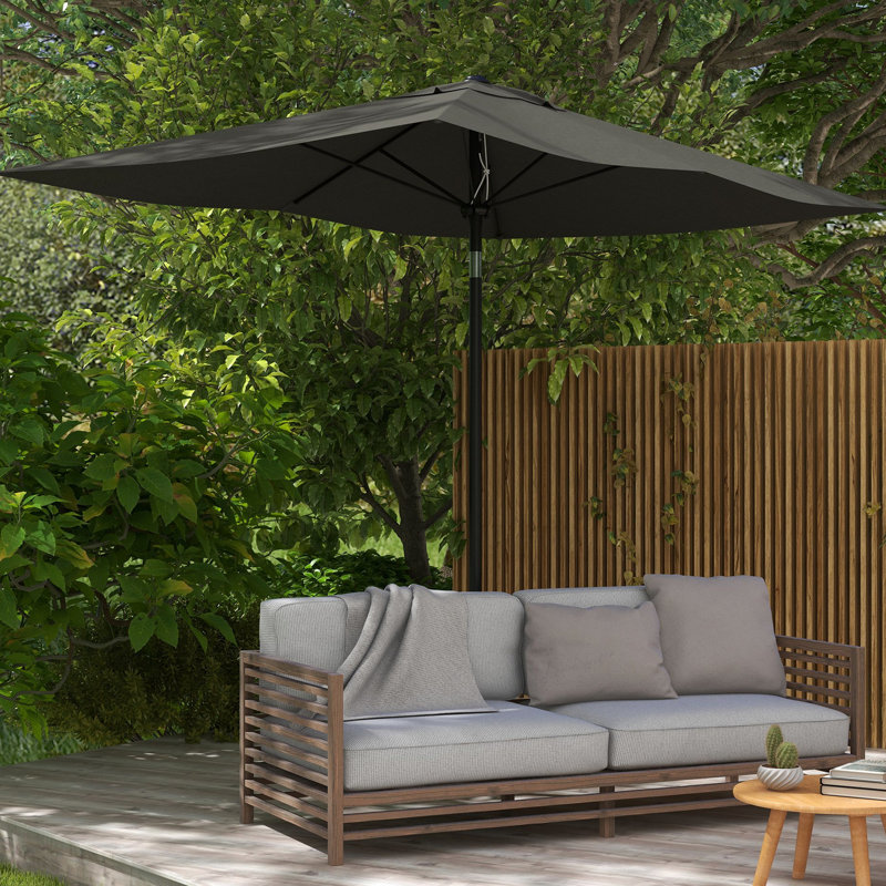dark gray patio umbrella PURPLE LEAF Market with Base 15ft Double-Sided The Paima umbrella base allows our Paras umbrellas to stand tall Dark Gray 6.5' X 10'
