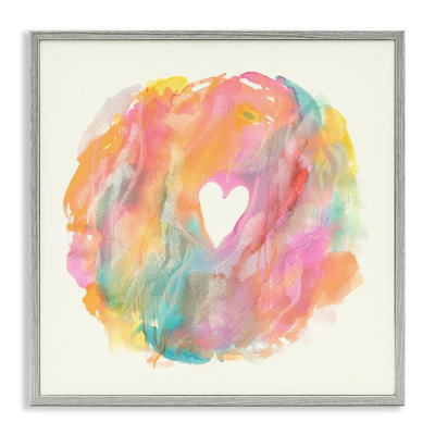" Abstract Heart Shape Fluid Mixed Pastels " Painting