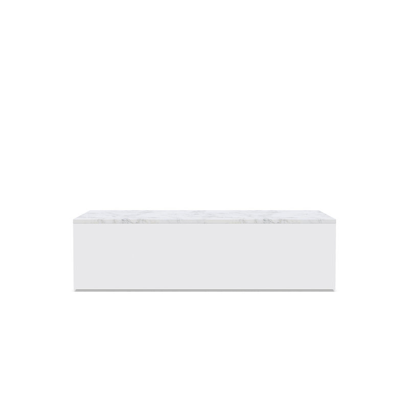 Porto Aluminum Coffee Table, Honed Carrara